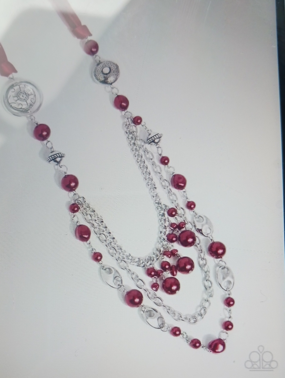 paparazzi Multi-Strand Silver Necklace with Red Beads